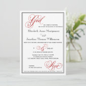 Red God is Love Christelijk Wedding Invitation Kaart (Staand voorkant)