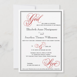 Red God is Love Christelijk Wedding Invitation Kaart