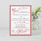 Red God is Love Christelijk Wedding Invitation Kaart (Staand voorkant)
