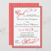 Red God is Love Christelijk Wedding Invitation Kaart (Voorkant / Achterkant)