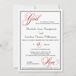 Red God is Love Christelijk Wedding Invitations Kaart