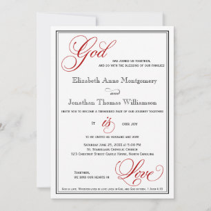 Red God is Love Christelijk Wedding Invitations Kaart