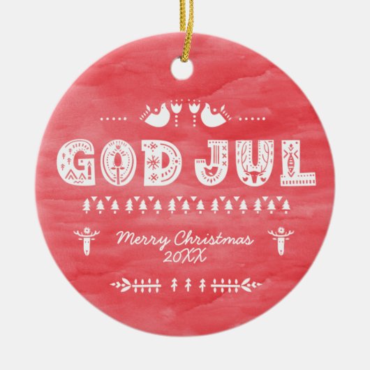 Red God jul Swedish keramische keramiek Keramisch Ornament (Voorkant)