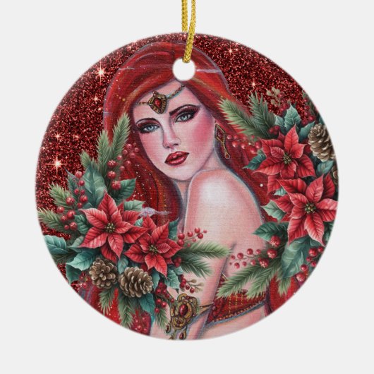 Red goddess Christmas  Keramisch Ornament (Voorkant)