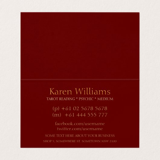 Red Goddess Temple Tarot Folded Visitekaartje (Binnenkant ongevouwen)