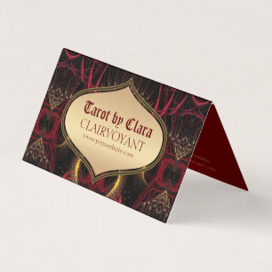 Red Goddess Temple Tarot Folded Visitekaartje