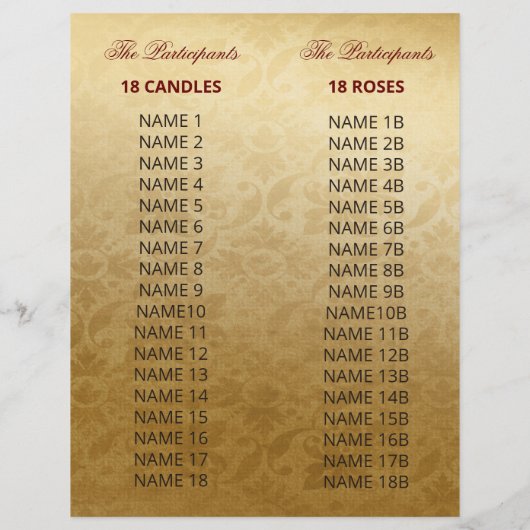 Red Gold 18 Candles and Rozen Ceremony Programma (Achterkant)