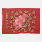 Red Gold 2023 Rabbit Lunar Chinese New Year Theedoek (Horizontaal)