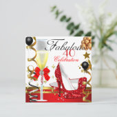 Red Gold 40 & Fabulous 40th Birthday Party Kaart (Staand voorkant)