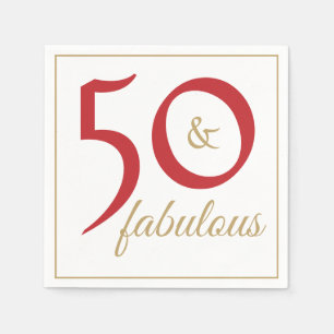 Red Gold 50 en Fabulous Birthday Party Servet