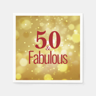 Red Gold 50 & Fabulous Birthday Party Paper Napkin Servet
