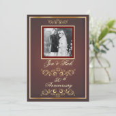Red + Gold 50e Jubileum, Gold Swirls Foto Kaart (Staand voorkant)