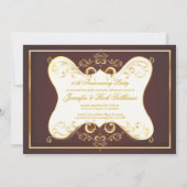 Red + Gold 50e Jubileum, Gold Swirls Foto Kaart (Achterkant)