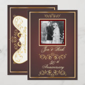 Red + Gold 50e Jubileum, Gold Swirls Foto Kaart (Voorkant / Achterkant)