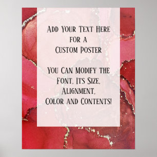 Red & Gold Abstract Alcohol Ink Fluid Art DIY Poster