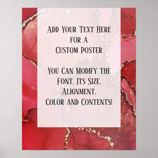 Red & Gold Abstract Alcohol Ink Fluid Art DIY Poster (Voorkant)