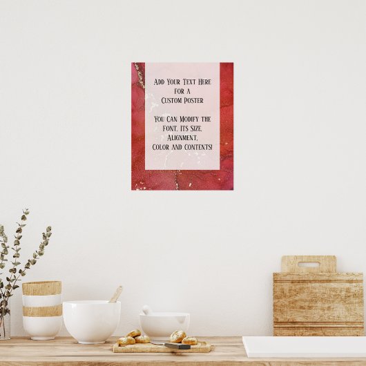 Red & Gold Abstract Alcohol Ink Fluid Art DIY Poster (Keuken)