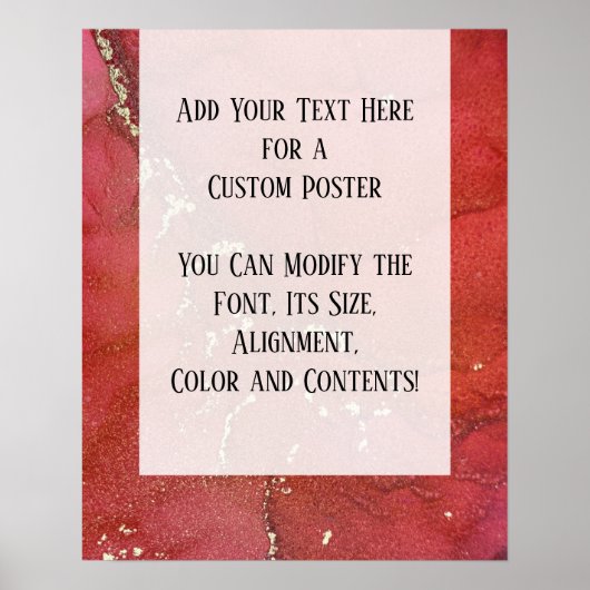 Red & Gold Abstract Alcohol Ink Fluid Art DIY Poster (Voorkant)