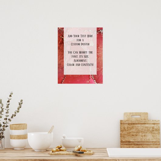 Red & Gold Abstract Alcohol Ink Fluid Art DIY Poster (Keuken)