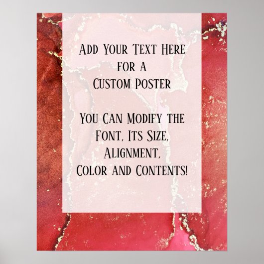 Red & Gold Abstract Alcohol Ink Fluid Art DIY Poster (Voorkant)