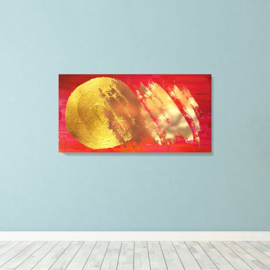 Red Gold Abstract Art Stretted Canvas afdrukken (Insitu (Houten vloer))