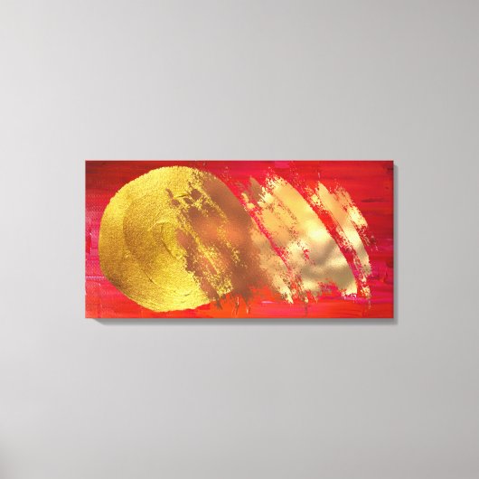 Red Gold Abstract Art Stretted Canvas afdrukken (Voorkant)
