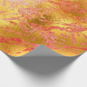 Red Gold Abstract Peach Marble Shiny Metallic Cadeaupapier (Hoek)
