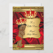 Red Gold African American Prince Baby shower Kaart (Voorkant)