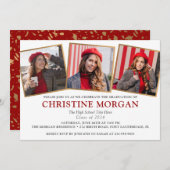 Red Gold Afstuderen Foto Afstuderen aankondiging (Voorkant / Achterkant)