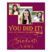 Red Gold Afstuderen Multi Photo Keepsake Foto Afdruk (Voorkant)