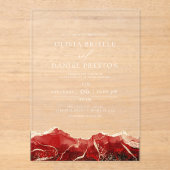 Red Gold Agaat Elegant Modern Wedding Acryl Uitnodigingen (Voorkant)