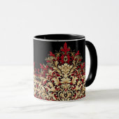 Red Gold and Black Damask  Mok (Voorkant rechts)