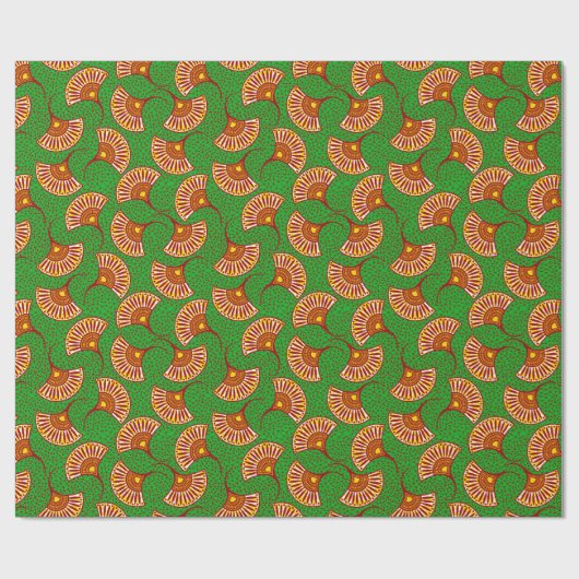 Red Gold And Green Ankara Fan Print Wrappin Cadeaupapier (Vlak)