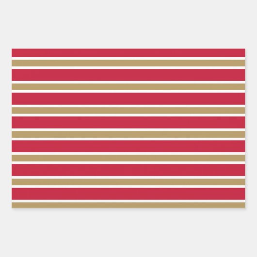 Red, Gold, and White Chevron & Stripe Patterns Inpakpapier Vel (Voorkant 2)