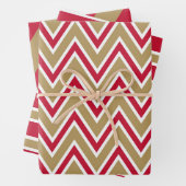 Red, Gold, and White Chevron & Stripe Patterns Inpakpapier Vel (In situ)
