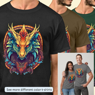 Red Gold Aqua Dragon Head T-shirt