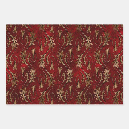 Red Gold Art Deco Grafisch Inpakpapier Vel (Voorkant)