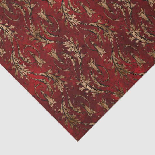 Red Gold Art Deco Grafisch Tissuepapier (Detail)