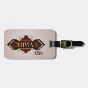 Red & Gold Art Deco Obliviate Spell Grafisch Bagagelabel