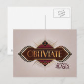Red & Gold Art Deco Obliviate Spell Grafisch Briefkaart (Voorkant / Achterkant)