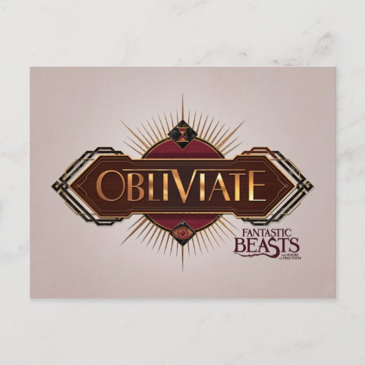 Red & Gold Art Deco Obliviate Spell Grafisch Briefkaart (Voorkant)