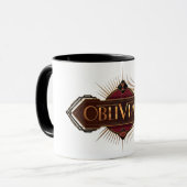 Red & Gold Art Deco Obliviate Spell Grafisch Mok (Voorkant links)