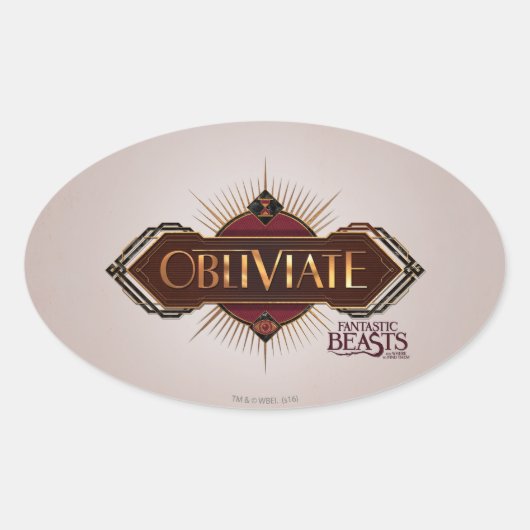 Red & Gold Art Deco Obliviate Spell Grafisch Ovale Sticker (Voorkant)