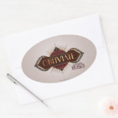 Red & Gold Art Deco Obliviate Spell Grafisch Ovale Sticker (Envelop)