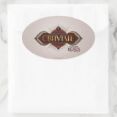 Red & Gold Art Deco Obliviate Spell Grafisch Ovale Sticker (Tas)