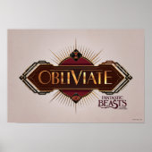 Red & Gold Art Deco Obliviate Spell Grafisch Poster (Voorkant)