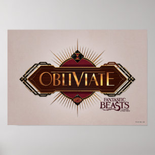 Red & Gold Art Deco Obliviate Spell Grafisch Poster