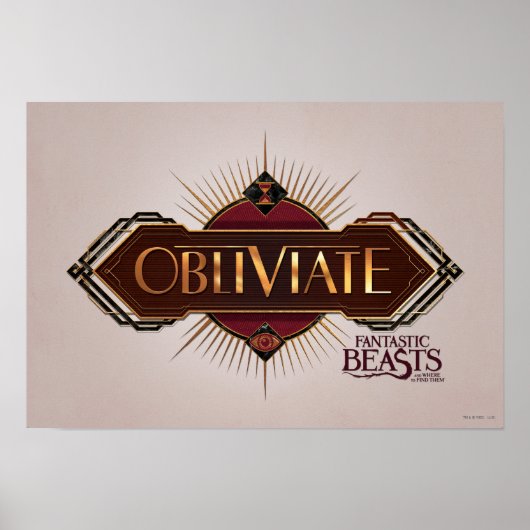 Red & Gold Art Deco Obliviate Spell Grafisch Poster (Voorkant)