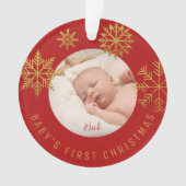 Red Gold Babys Eerste kerstcadeautje Ornament (voorkant)