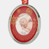 Red Gold Babys eerste kerstcadeautjes Metalen Ornament (Links)
